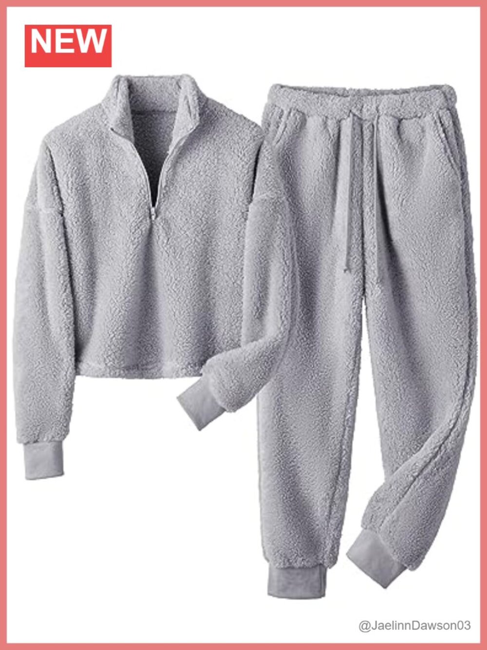 Fluffy Pajama Set Warm Quarter Zip Sleepwear Lounge Jammies